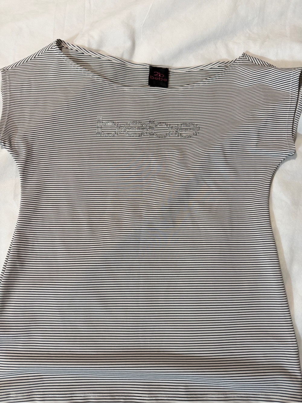 Bebe Chic Striped Gray Top